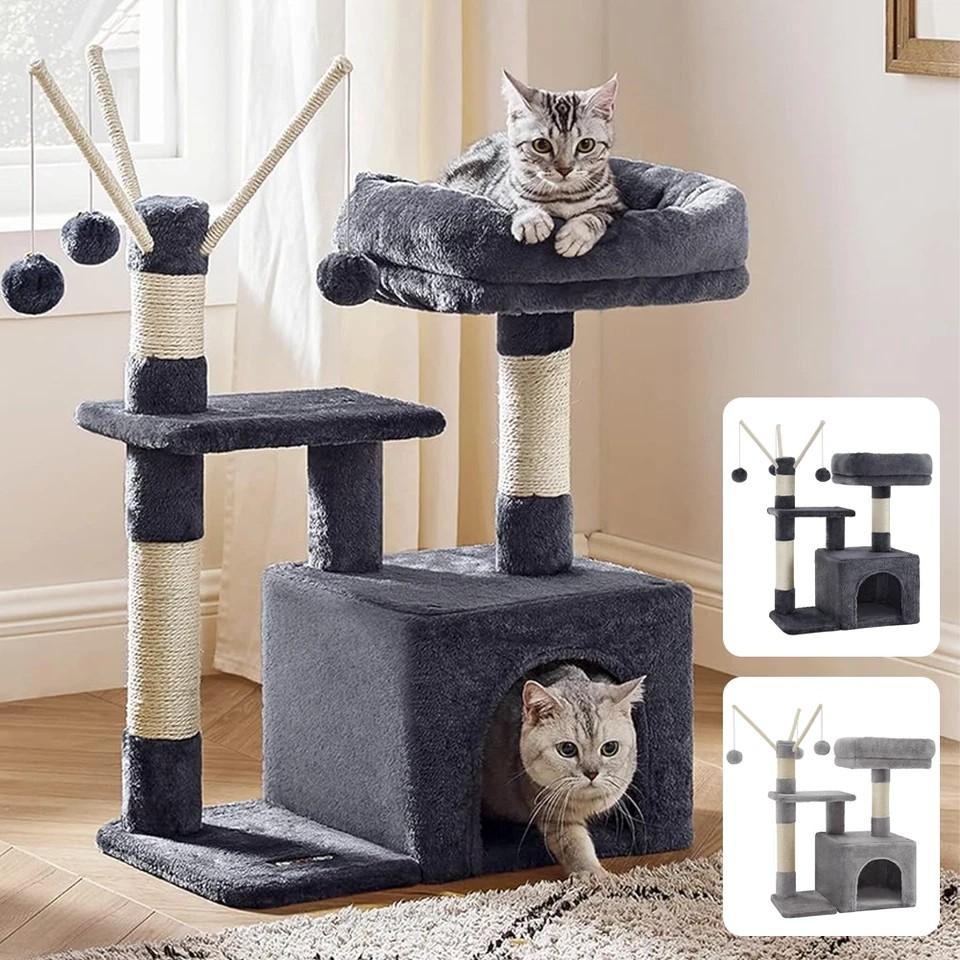 72cm Multi-Level Cat Tree with Scratching Posts & Cushion