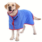 Dog wearing a pet bathrobe drying towel – view 3