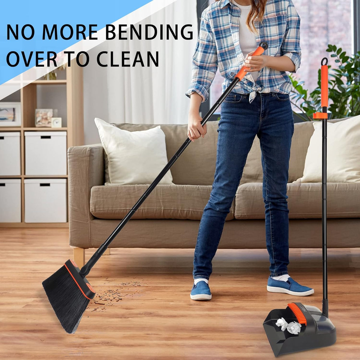 Long-handled dustpan and brush set – view 3