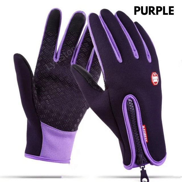 Purple winter gloves colour option, front and back