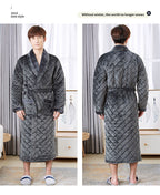 Front and back view of the men's fleece dressing gown