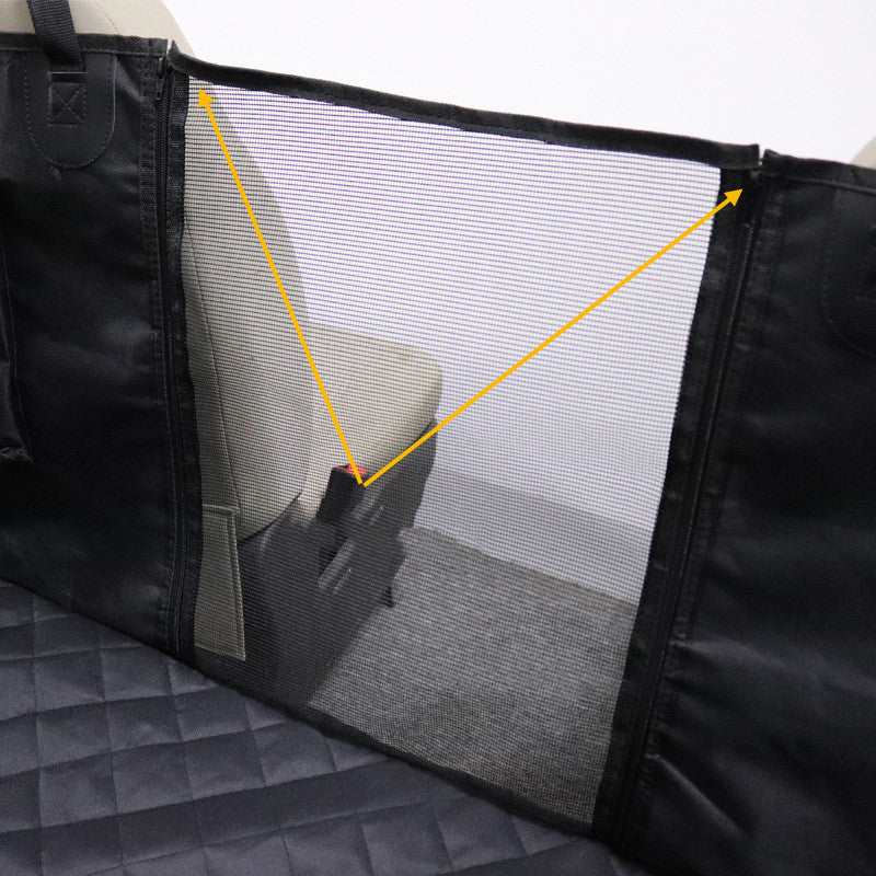 Black dog car seat cover for back seat with mesh window – view 2