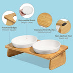 Raised tilted cat bowl set with bamboo stand – view 3