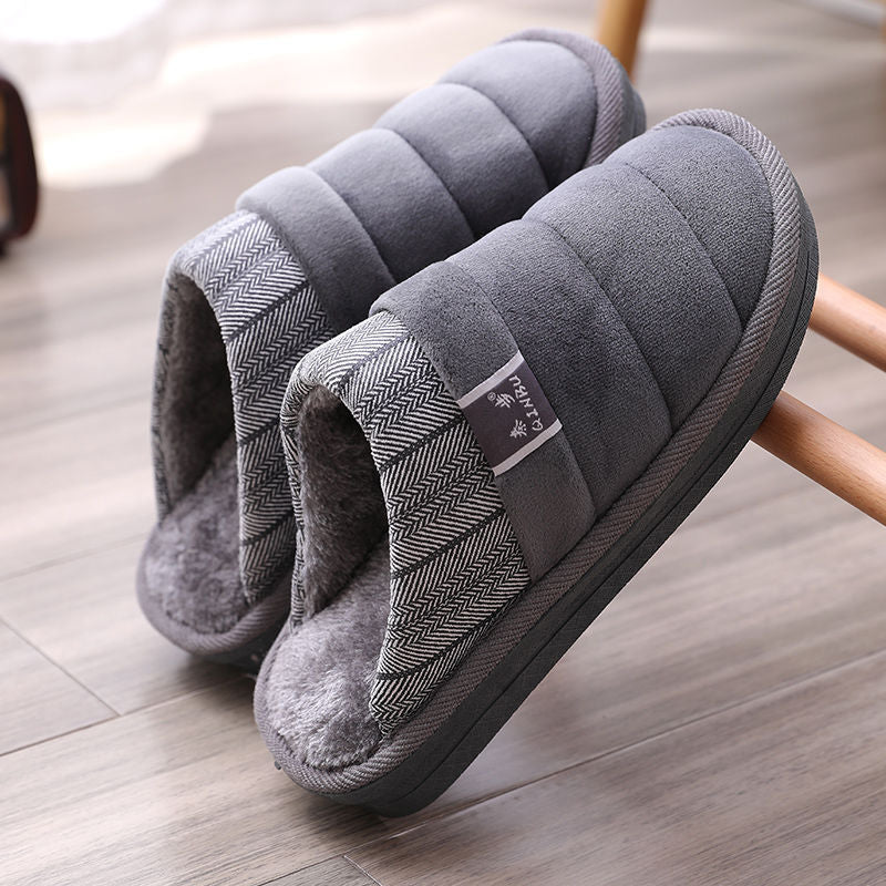 Grey winter slippers with plush lining