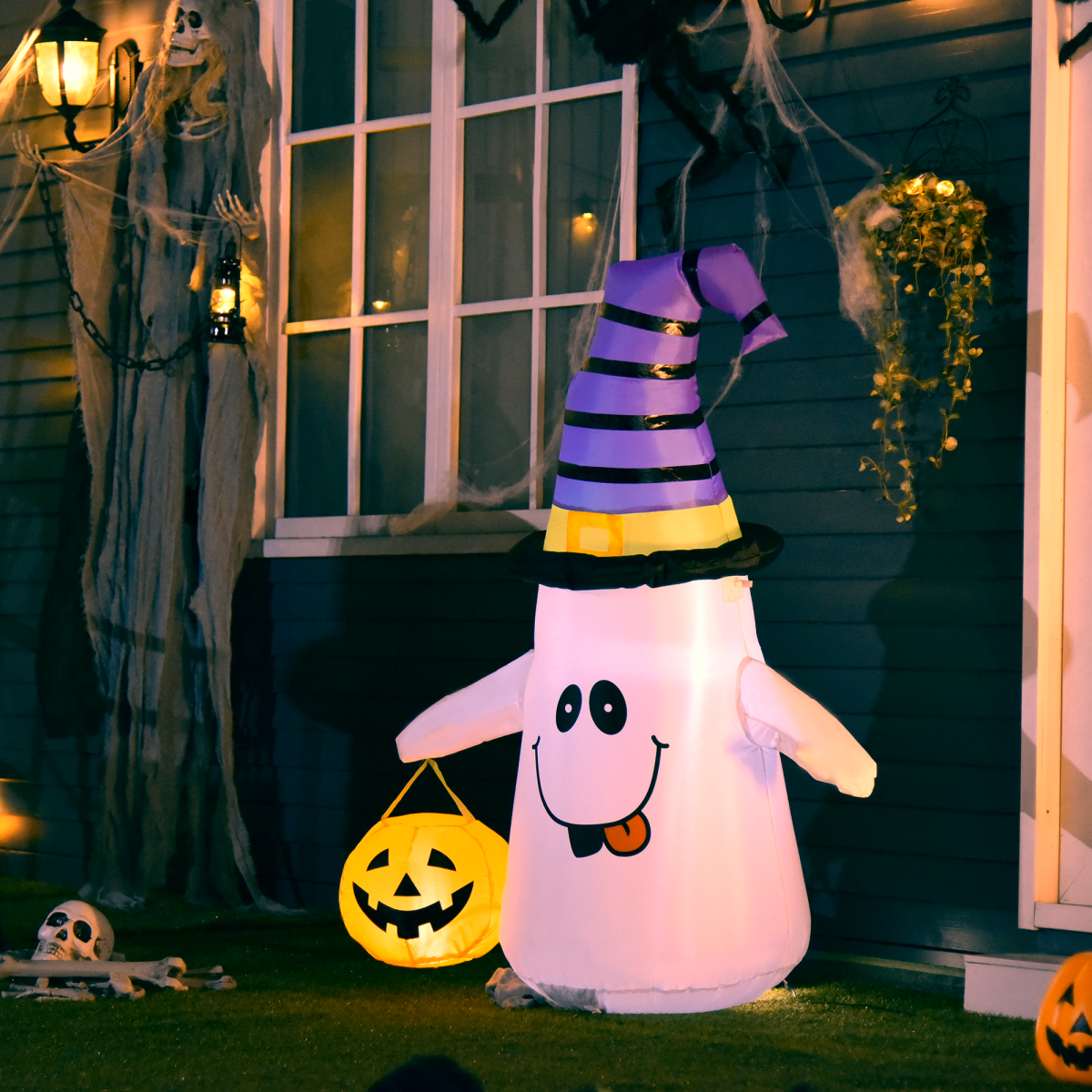 1.2m Witch Ghost Halloween Inflatable LED Pumpkin Lantern  Weather-Resistant