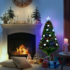 4FT Prelit Artificial Christmas Tree Fibre Star Xmas LED Light Indoor Green