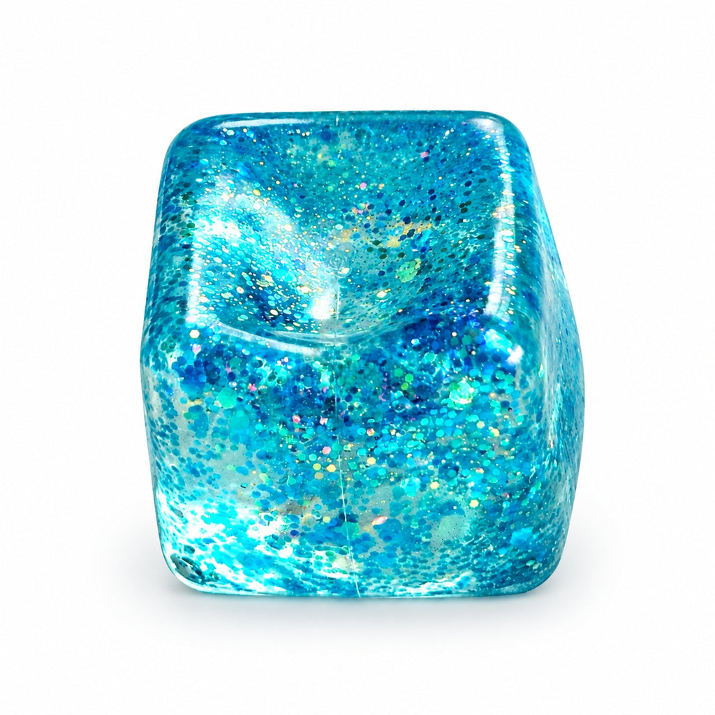 Squishy Fidget Toy – Fun Squeeze Toy in Cute Designs – Glitter Cube – Blue