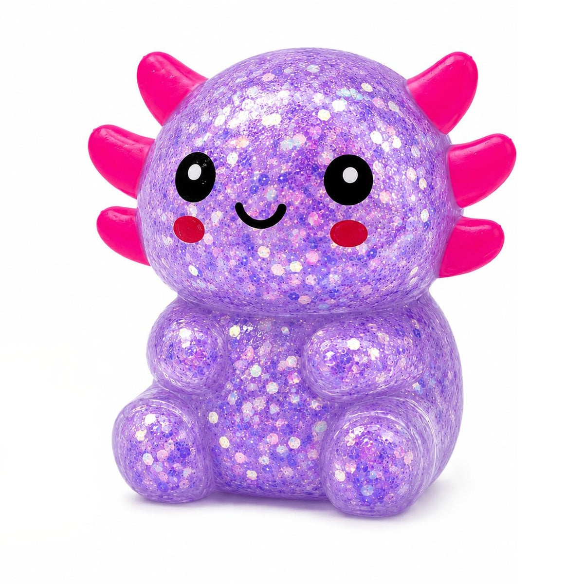Squishy Fidget Toy – Fun Squeeze Toy in Cute Designs – Sitting Axolotl – Purple