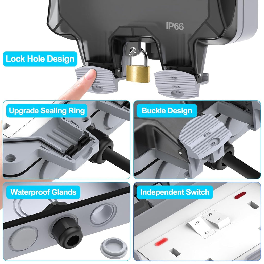 Weatherproof Outdoor Double Socket