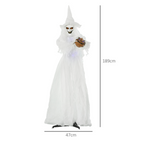 72 Inch Halloween White Witch Holding Pumpkin Skeleton Ghost Motion Lighted Up