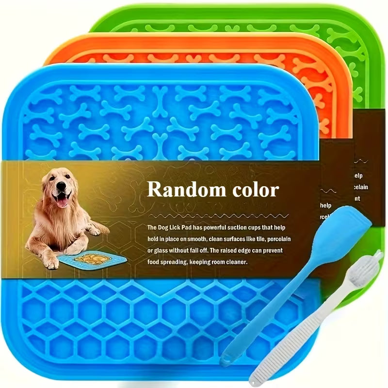 3pcs Pet Licking Mat – Slow Feeder, Training & Bath Distraction Mat