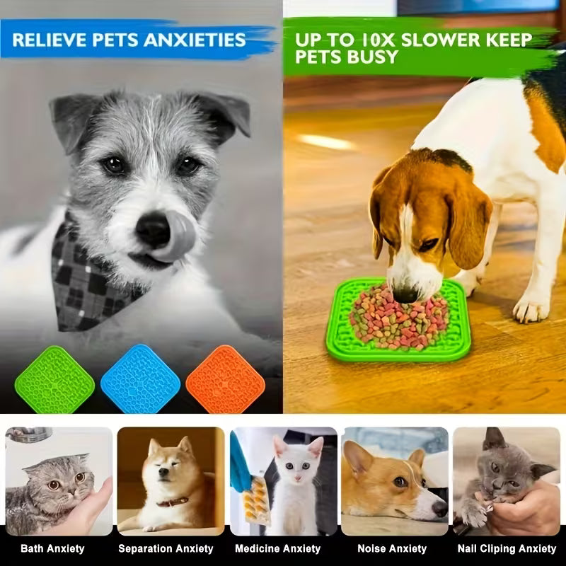 3pcs Pet Licking Mat – Slow Feeder, Training & Bath Distraction Mat