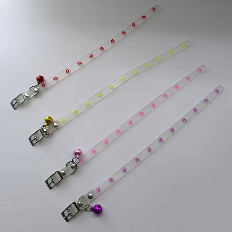 1pc Glowing Pet Collar with Paw Print Design – Luminous Night Safety Collar for Small Dogs and Cats