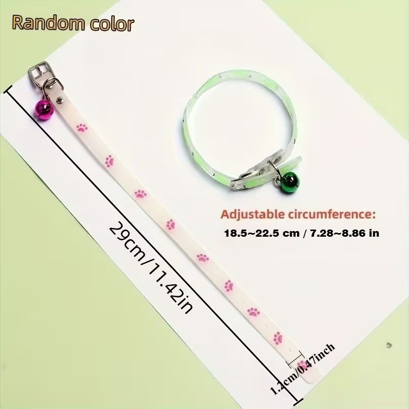 1pc Glowing Pet Collar with Paw Print Design – Luminous Night Safety Collar for Small Dogs and Cats