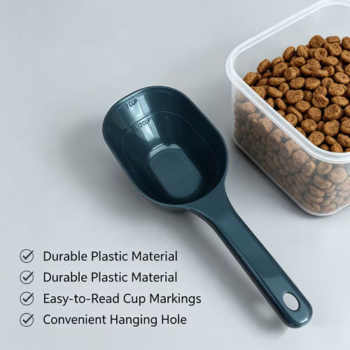 1pc Pet Food Scoop with Measuring Lines – 1/2 Cup and 1 Cup Capacity