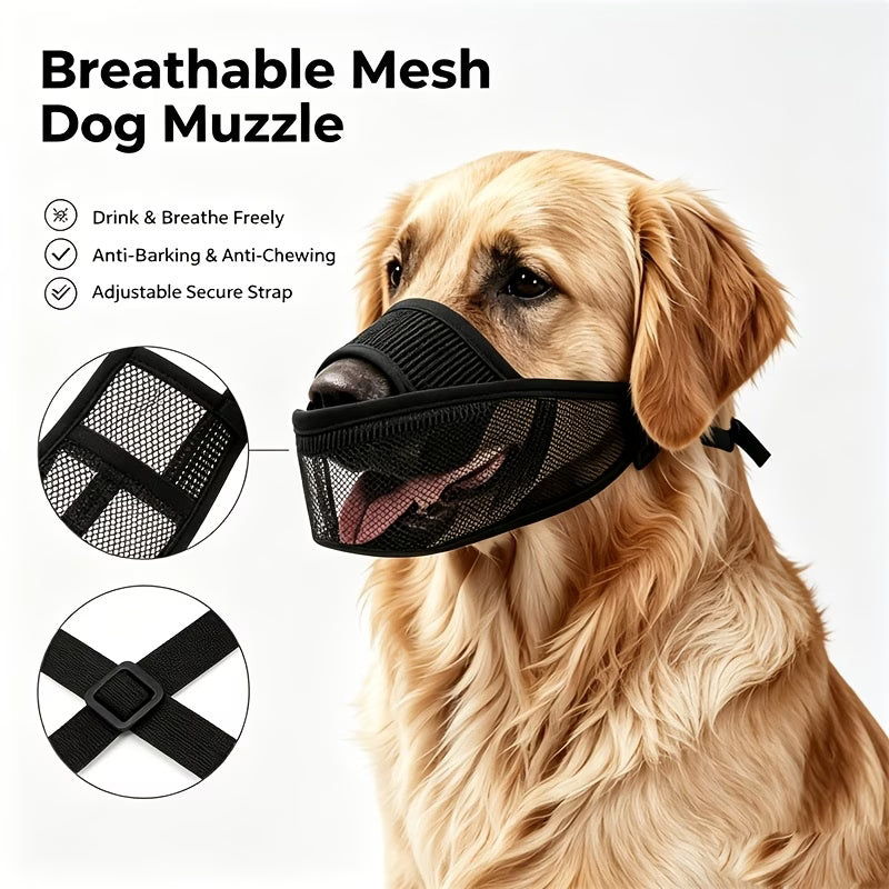 Adjustable Soft Dog Muzzle – Breathable Mesh Training Muzzle for Everyday Pet Management