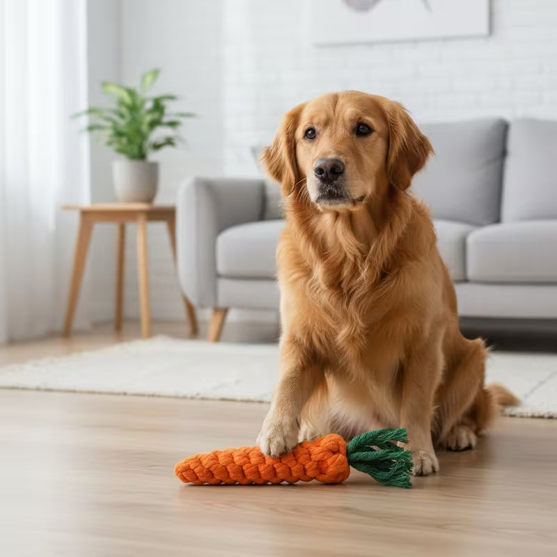 Interactive Carrot-Shaped Dog Toy with Tassel