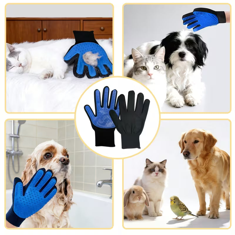 Pet Grooming Gloves for Dogs and Cats – Deshedding, Massage and Loose Fur Removal