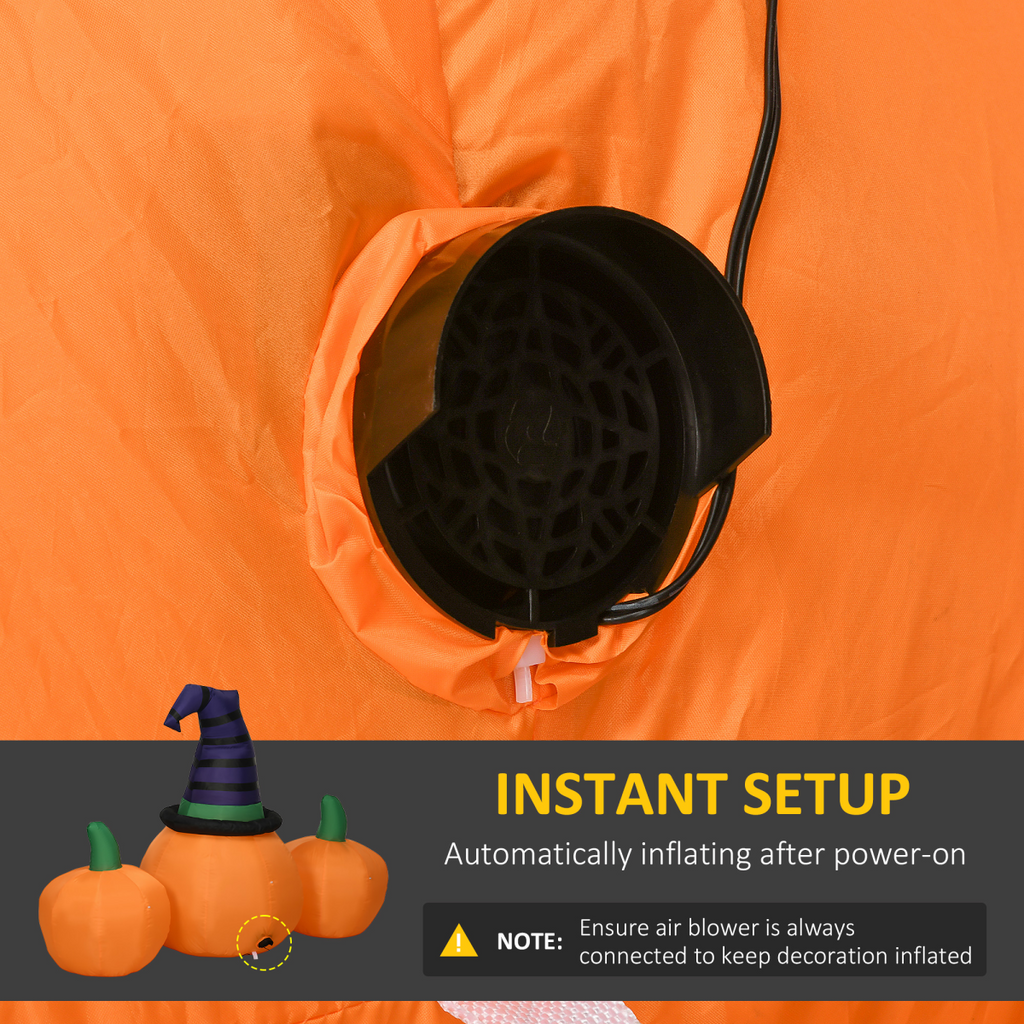 6ft Inflatable Halloween Large Pumpkin Hat with Four Small Pumpkins Blow-Up LED