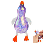 Squishy Fidget Toy – Fun Squeeze Toy in Cute Designs – Glitter Duck – Purple