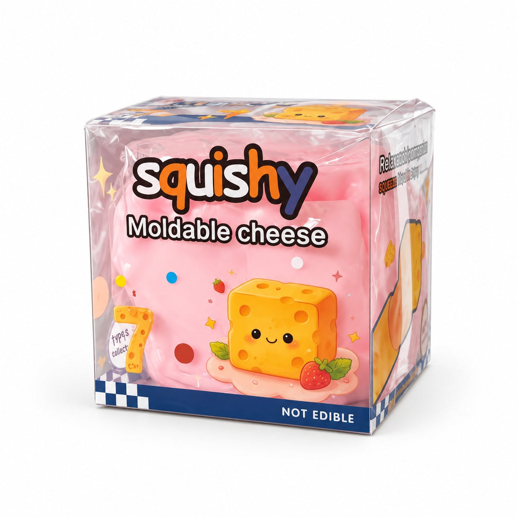 Squishy Fidget Toy – Fun Squeeze Toy in Cute Designs – Mouldable Cheese – Pink