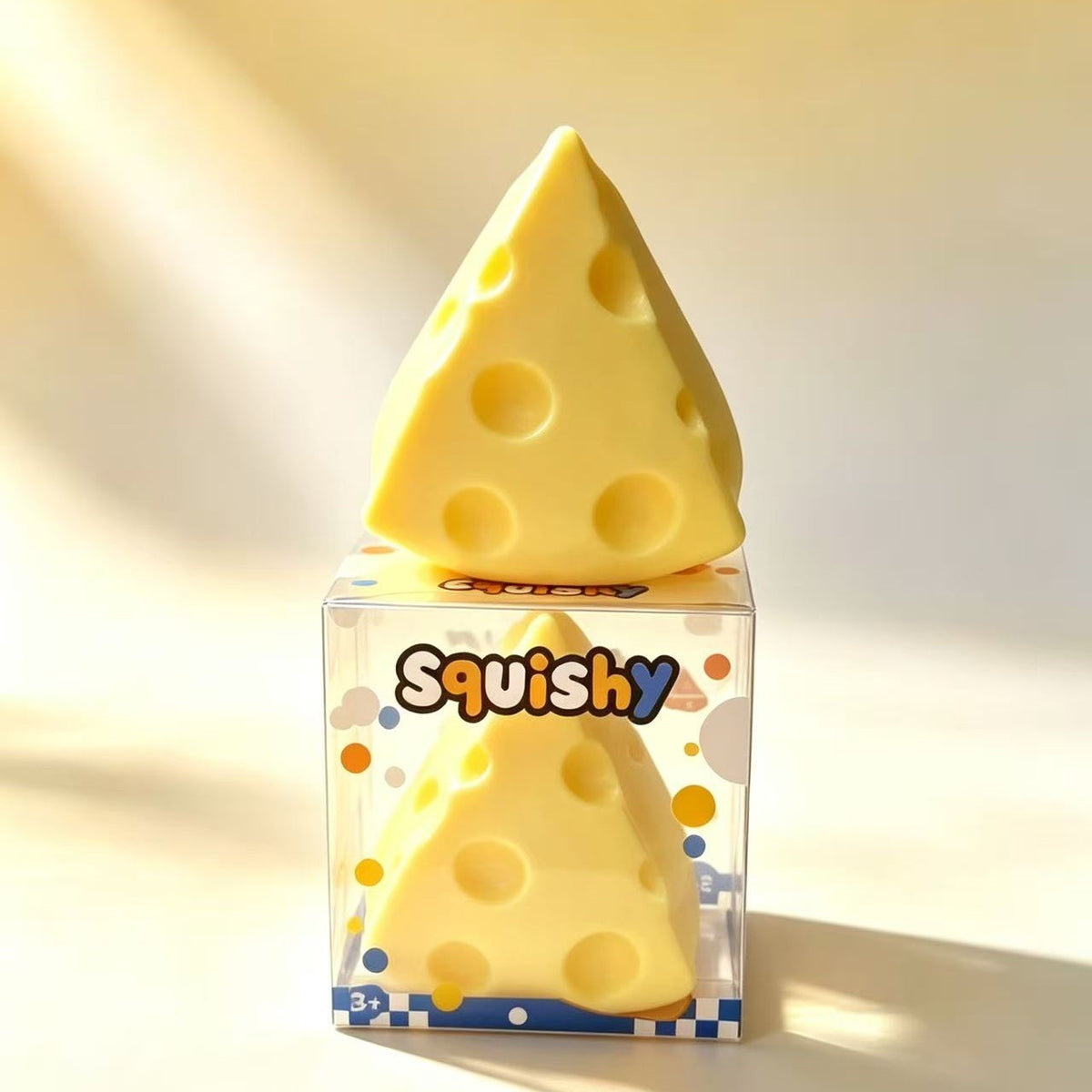 Squishy Fidget Toy – Fun Squeeze Toy in Cute Designs – Mouldable Cheese – Light yellow