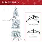 6 Feet Prelit Artificial Snow Flocked Christmas Tree Warm LED Light Green White
