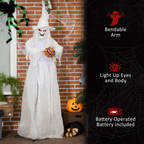 72 Inch Halloween White Witch Holding Pumpkin Skeleton Ghost Motion Lighted Up