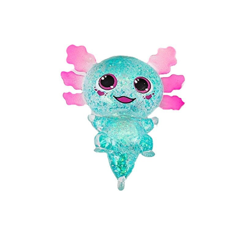 Squishy Fidget Toy – Fun Squeeze Toy in Cute Designs – Big-Eye Axolotl – Blue