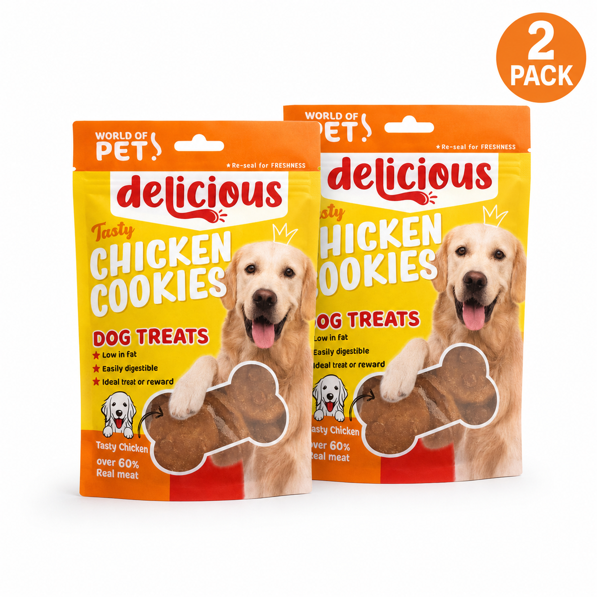 World of Pets Delicious Chicken Cookies Dog Treats – 2 Pack
