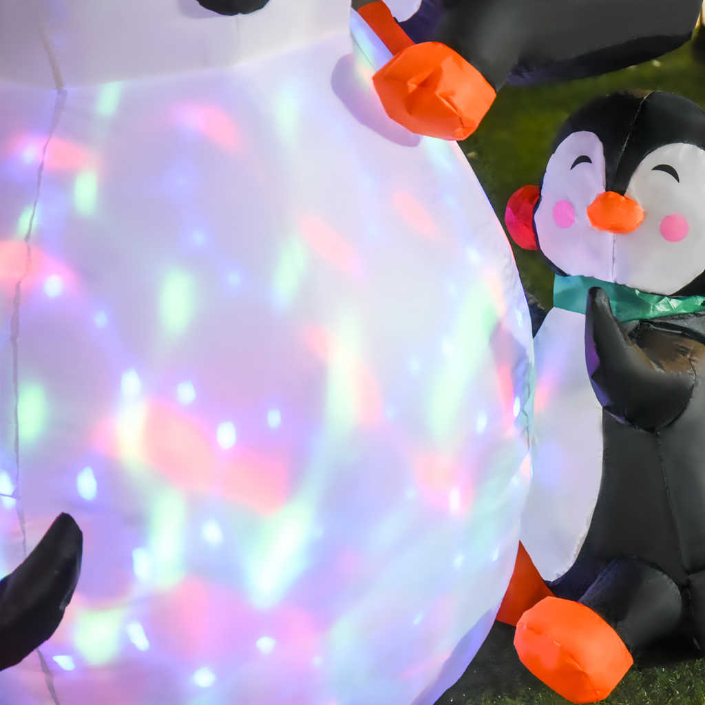 6ft Inflatable Christmas Snowman with Three Penguins LED Outdoor Yard Deco
