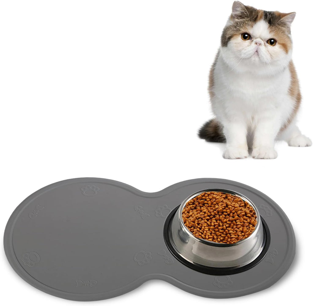 Silicone pet feeding mat with raised edges