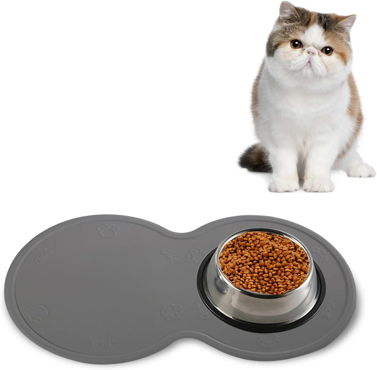 Silicone pet feeding mat with raised edges