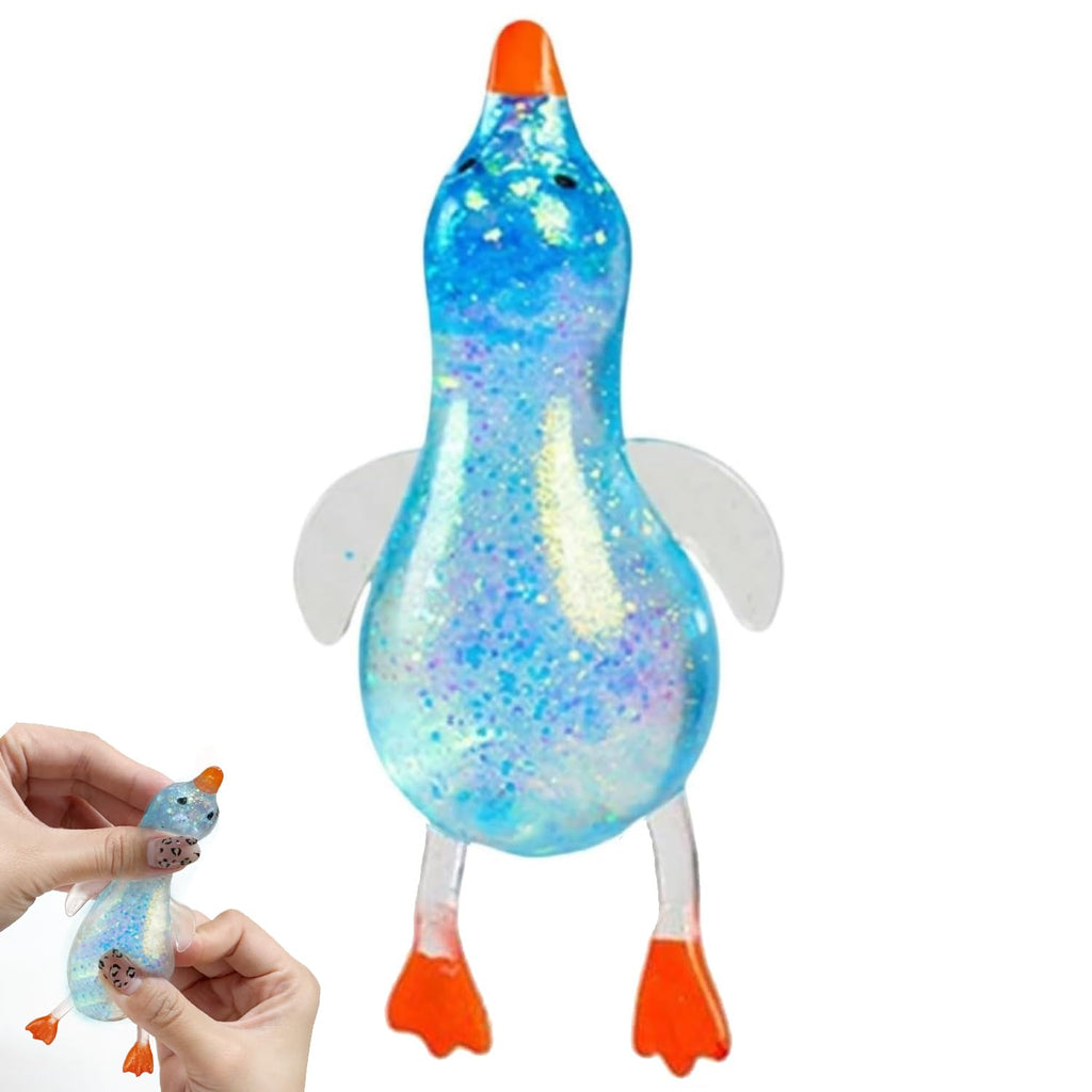 Squishy Fidget Toy – Fun Squeeze Toy in Cute Designs – Glitter Duck – Blue