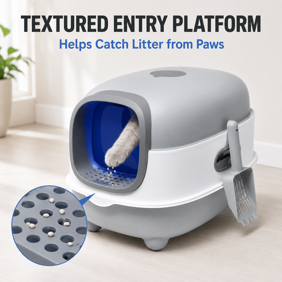 UV Sterilising Enclosed Cat Litter Box with Scoop