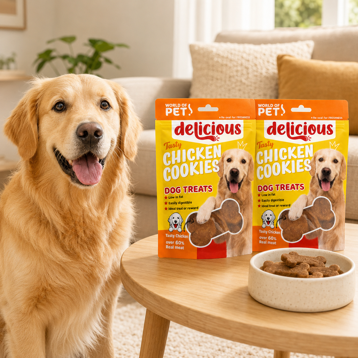 World of Pets Delicious Chicken Cookies Dog Treats – 2 Pack