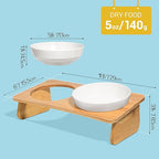 Raised tilted cat bowl set with bamboo stand – view 2