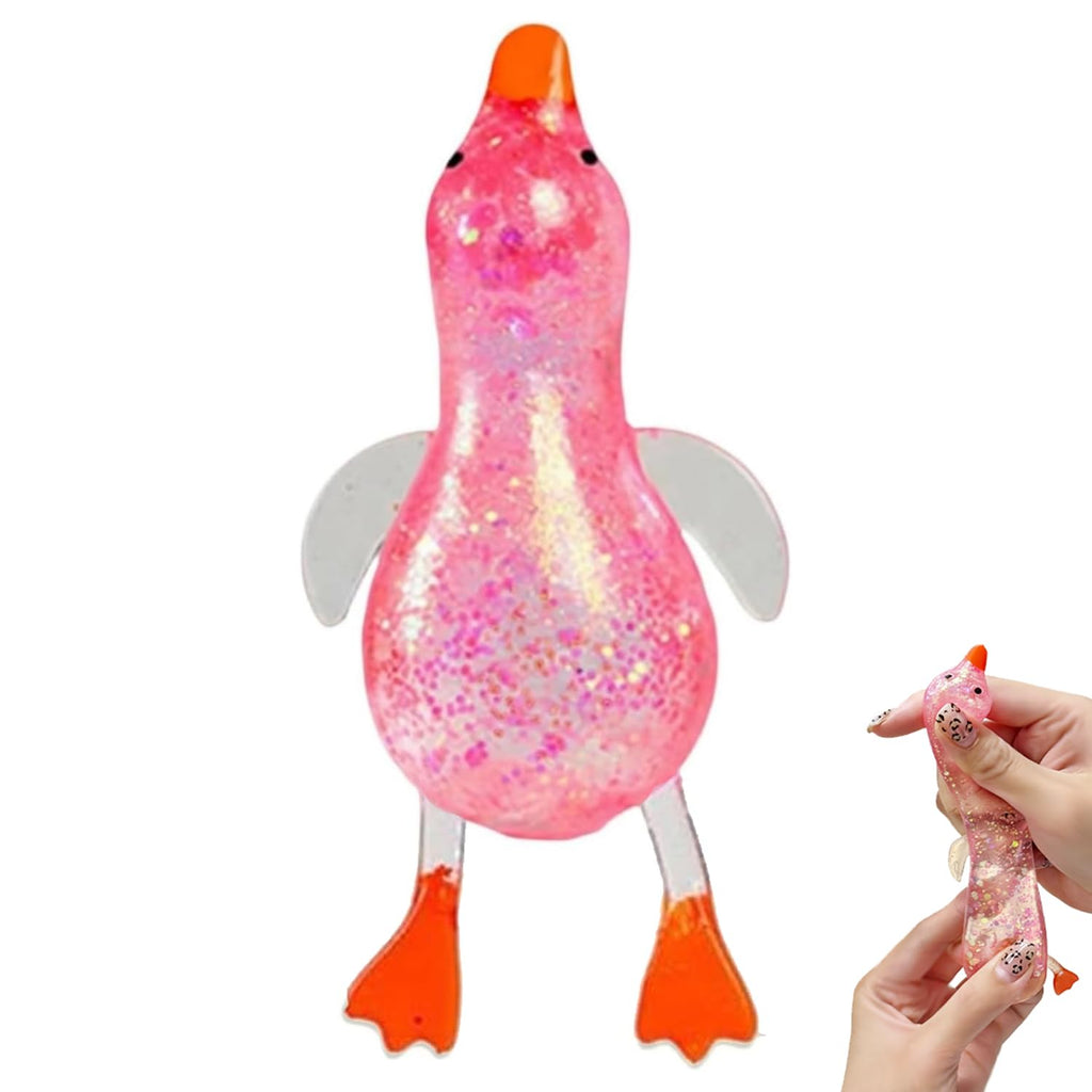 Squishy Fidget Toy – Fun Squeeze Toy in Cute Designs – Glitter Duck – Pink