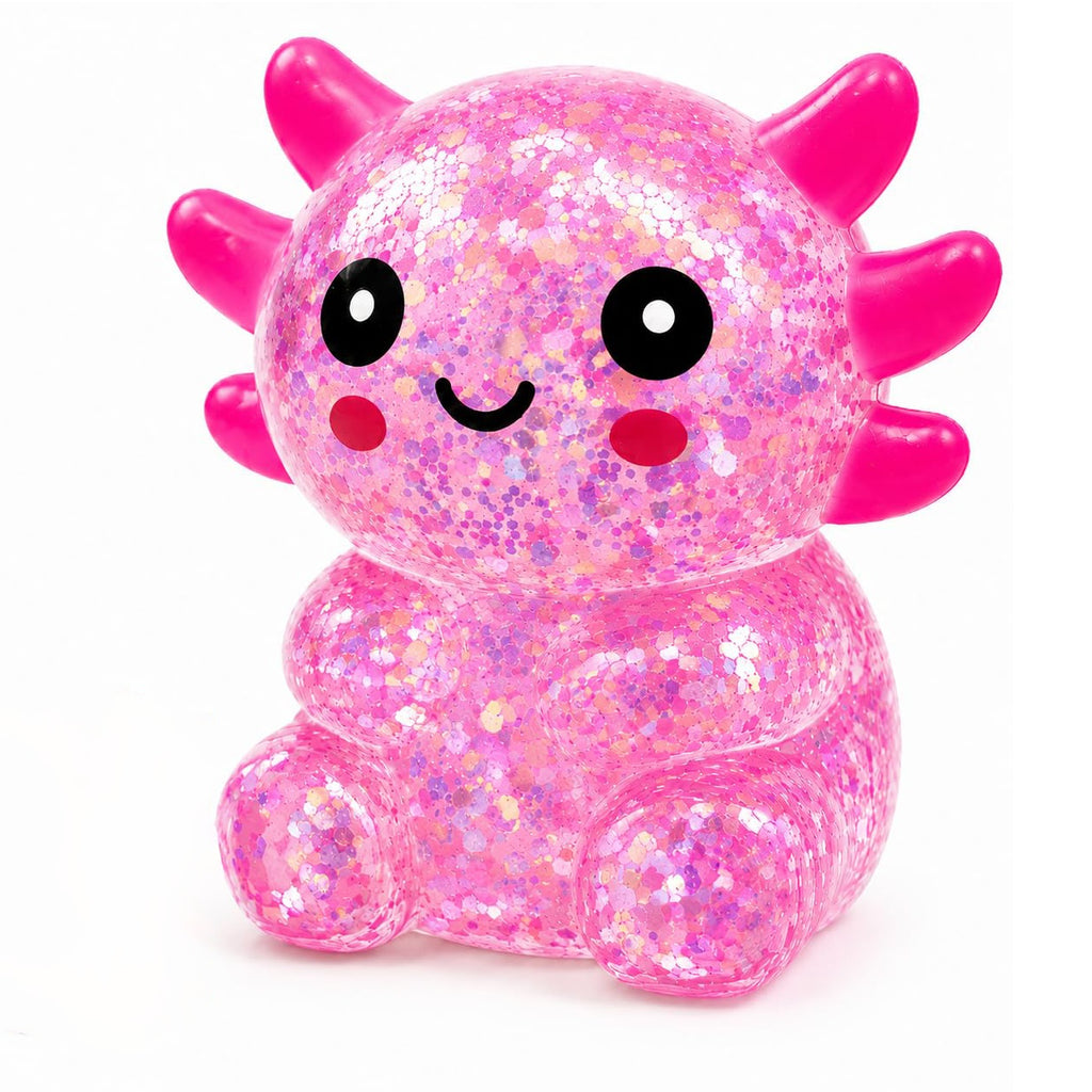 Squishy Fidget Toy – Fun Squeeze Toy in Cute Designs – Sitting Axolotl – Pink