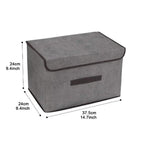 Pack of 3 Foldable Fabric Storage Boxes with Lids & Handles – Grey