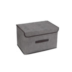 Pack of 3 Foldable Fabric Storage Boxes with Lids & Handles – Grey