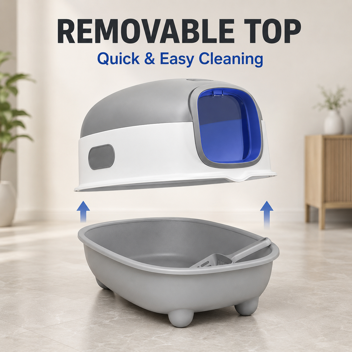 UV Sterilising Enclosed Cat Litter Box with Scoop