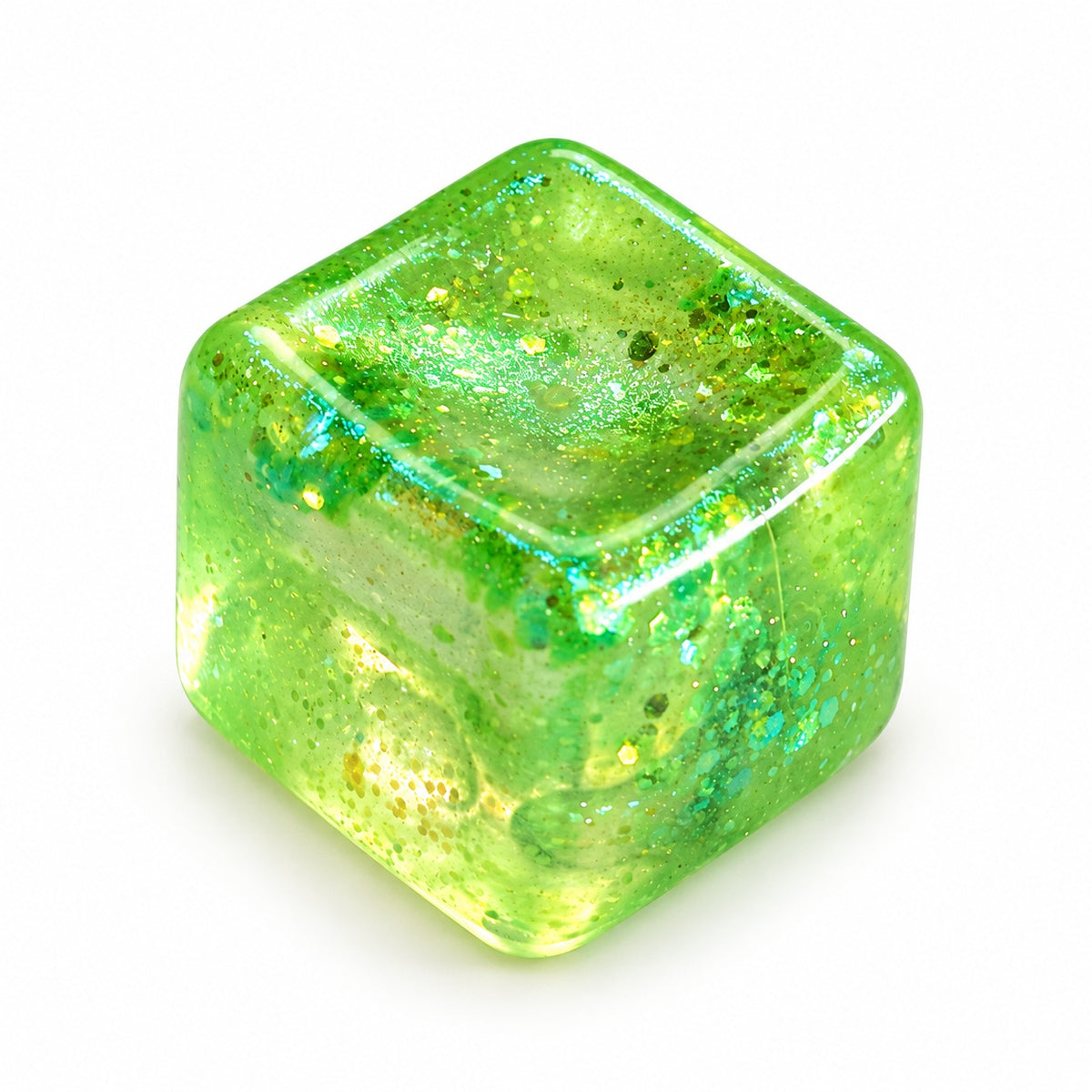 Squishy Fidget Toy – Fun Squeeze Toy in Cute Designs – Glitter Cube – Green