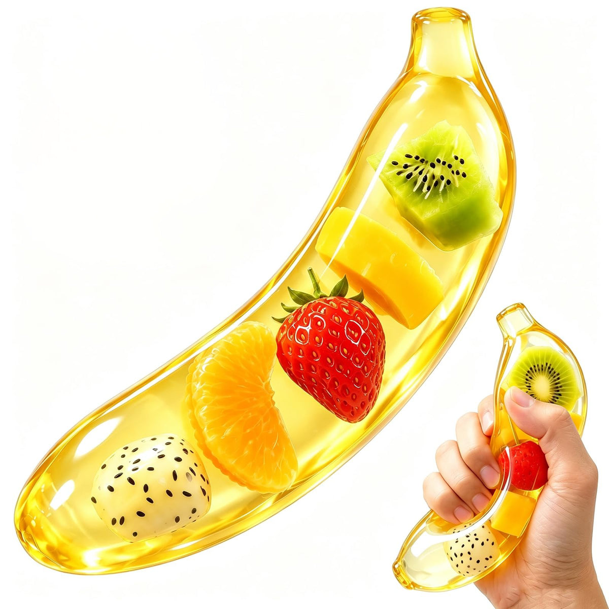 Squishy Fidget Toy – Fun Squeeze Toy in Cute Designs – Jelly Fruit – Banana