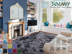 Dark grey fluffy shaggy tie-dye rug – view 9