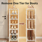 Shoe rack shown with one tier removed to fit tall boots