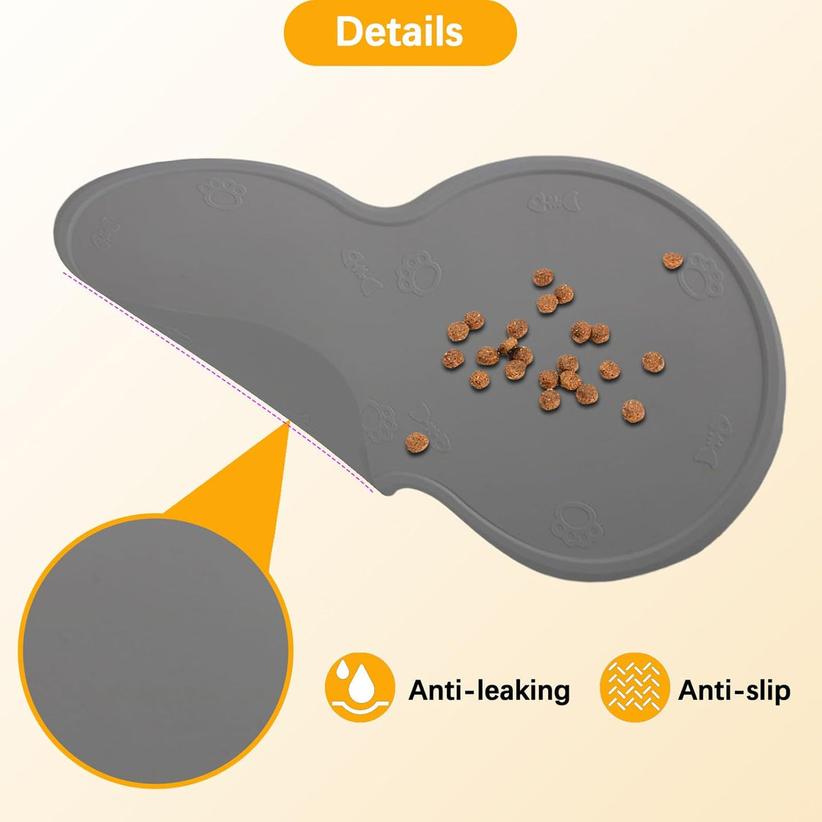Silicone pet feeding mat with raised edges – view 3