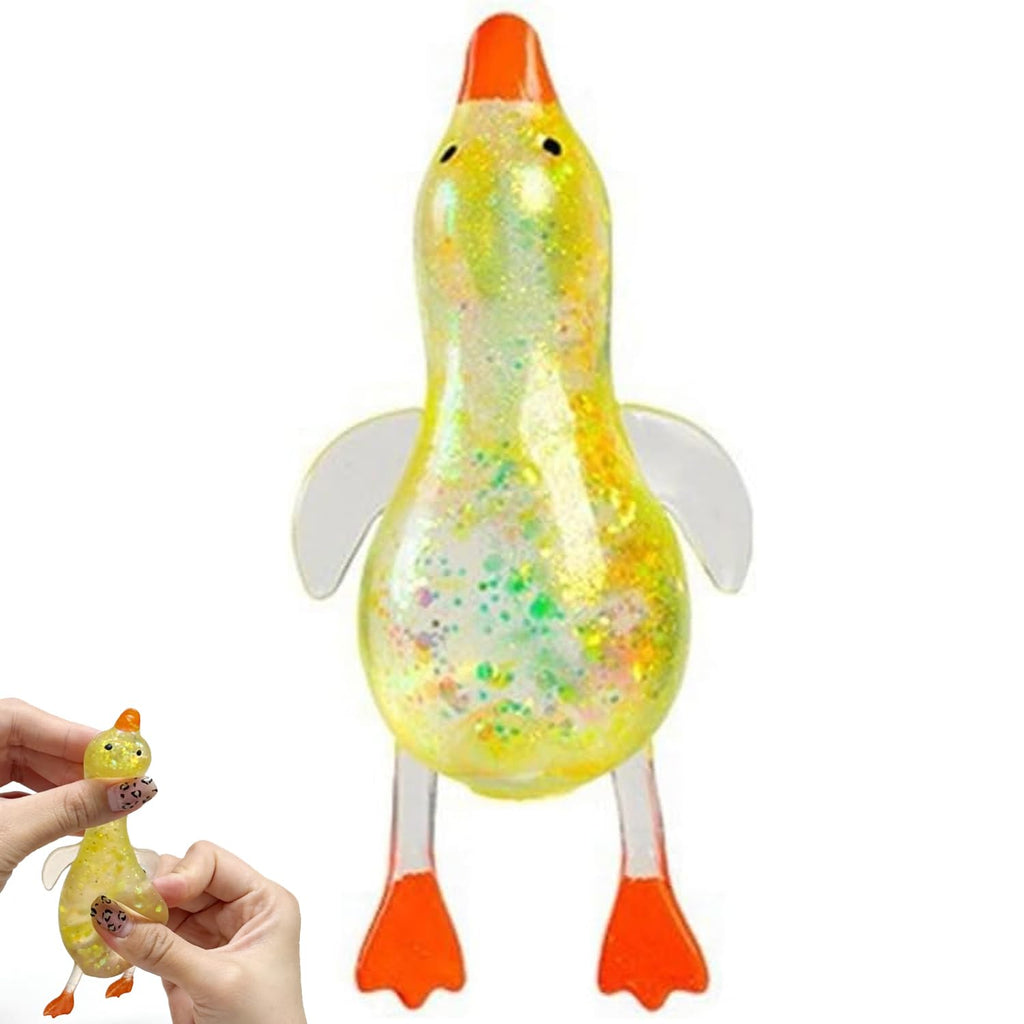 Squishy Fidget Toy – Fun Squeeze Toy in Cute Designs – Glitter Duck – Yellow