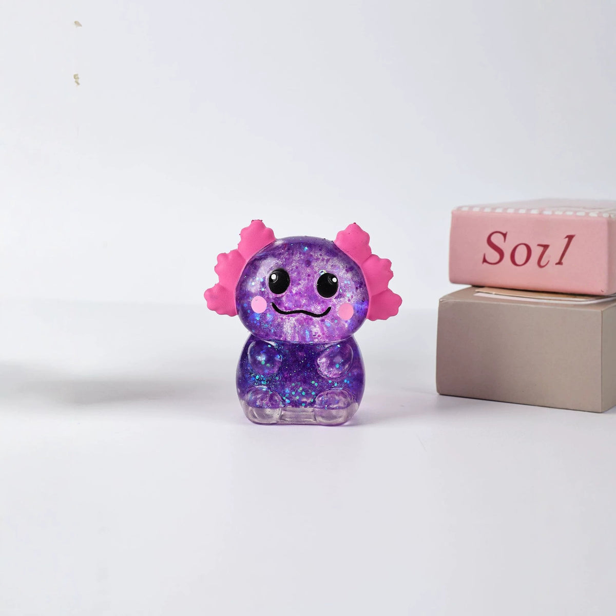 Squishy Fidget Toy – Fun Squeeze Toy in Cute Designs – Mini Axolotl – Purple