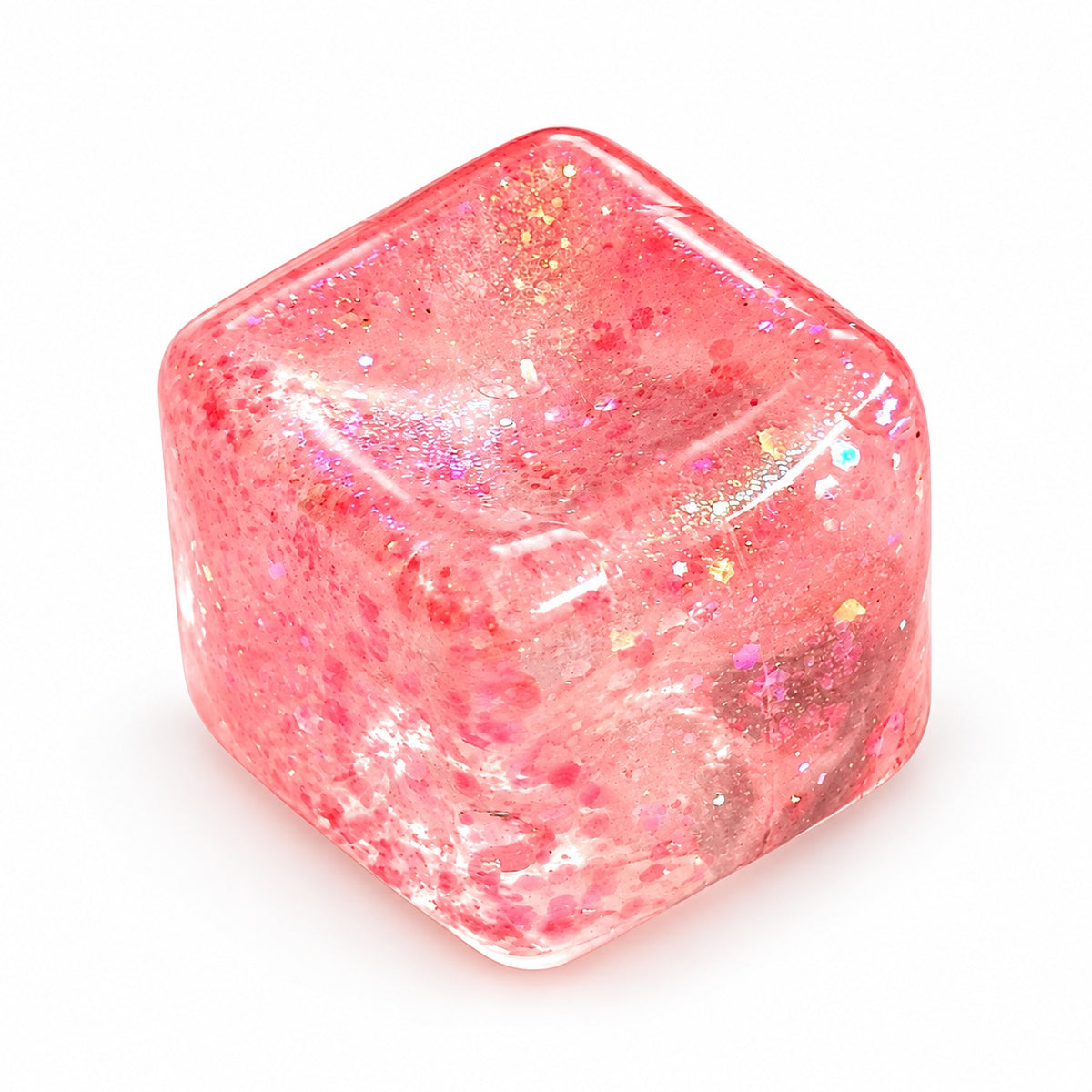 Squishy Fidget Toy – Fun Squeeze Toy in Cute Designs – Glitter Cube – Pink